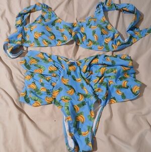 Shein Bananas And Palm Leaves 2 Piece Bikini Set Size 3XL
